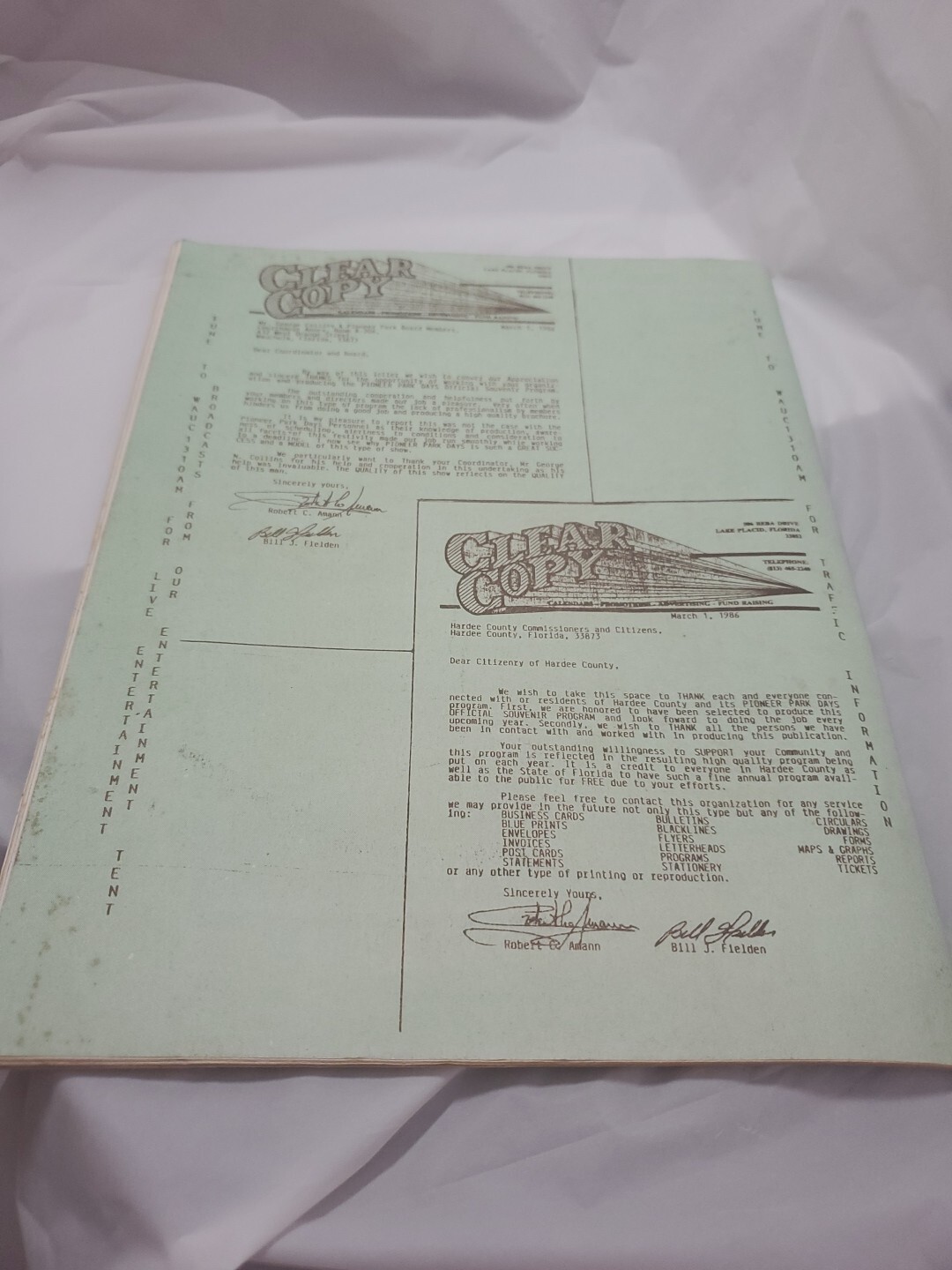 Pioneer Park Show Souvenir Program Zalfo Springs Florida 1986- Area Advertising