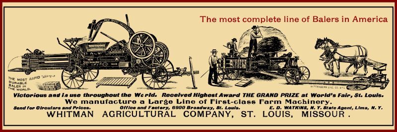 1905 Whitman Agricultural Co. Balers NEW Metal Sign – St. Louis, Missouri