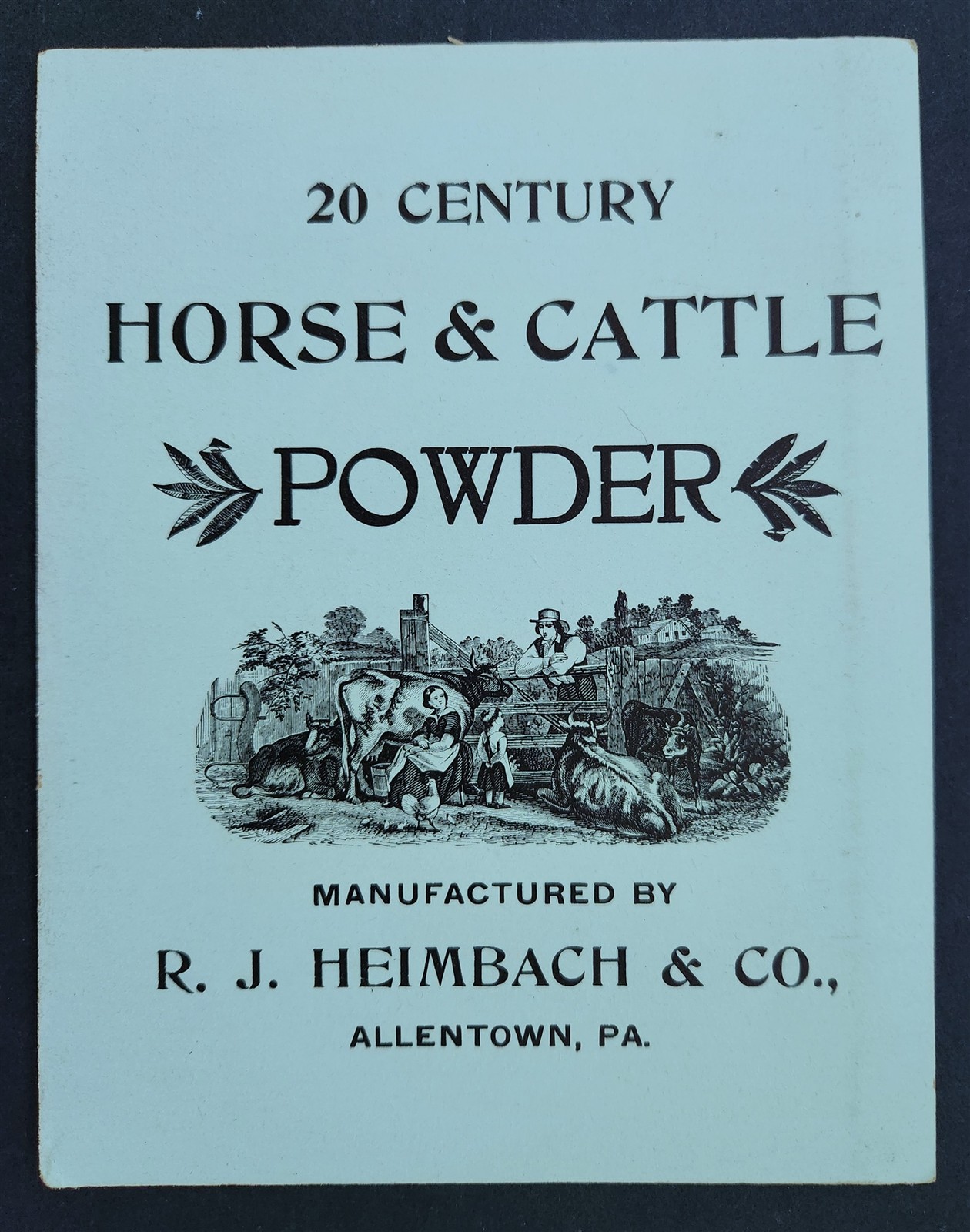 antique HORSE & CATTLE POWDER allentown pa R.J HEIMBACH advertising SIGN