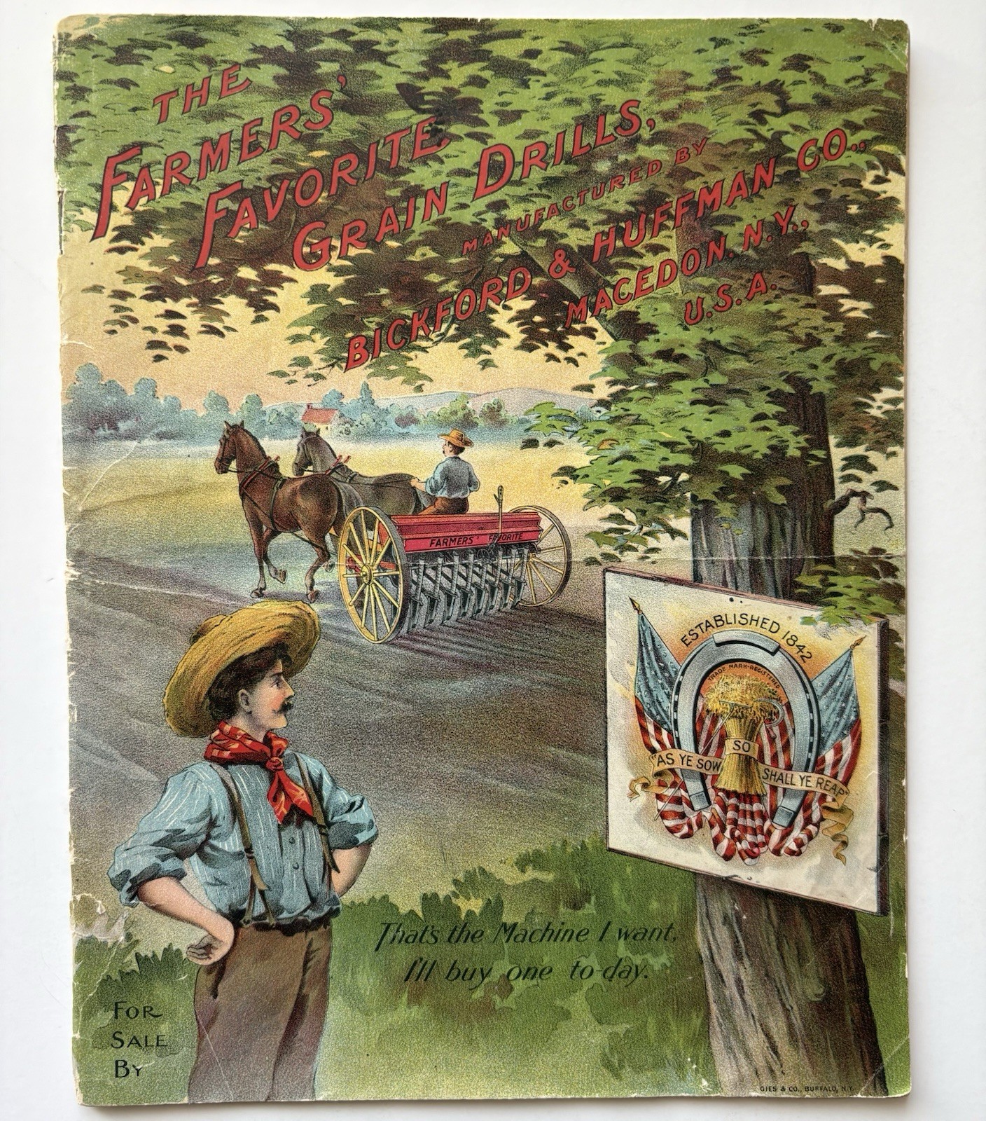 Antique Bickford & Huffman Macedon NY Farm Grain Drills Implements Catalog