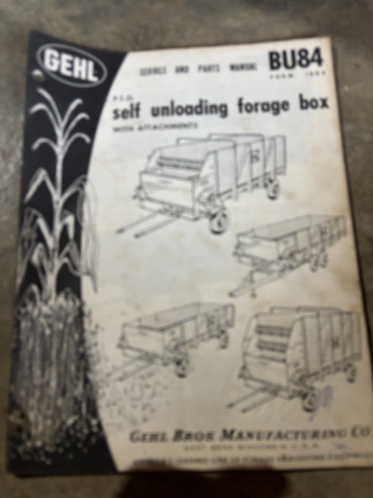 Gehl BU 84 Forage Box Parts Book Manual AMIL26 no4