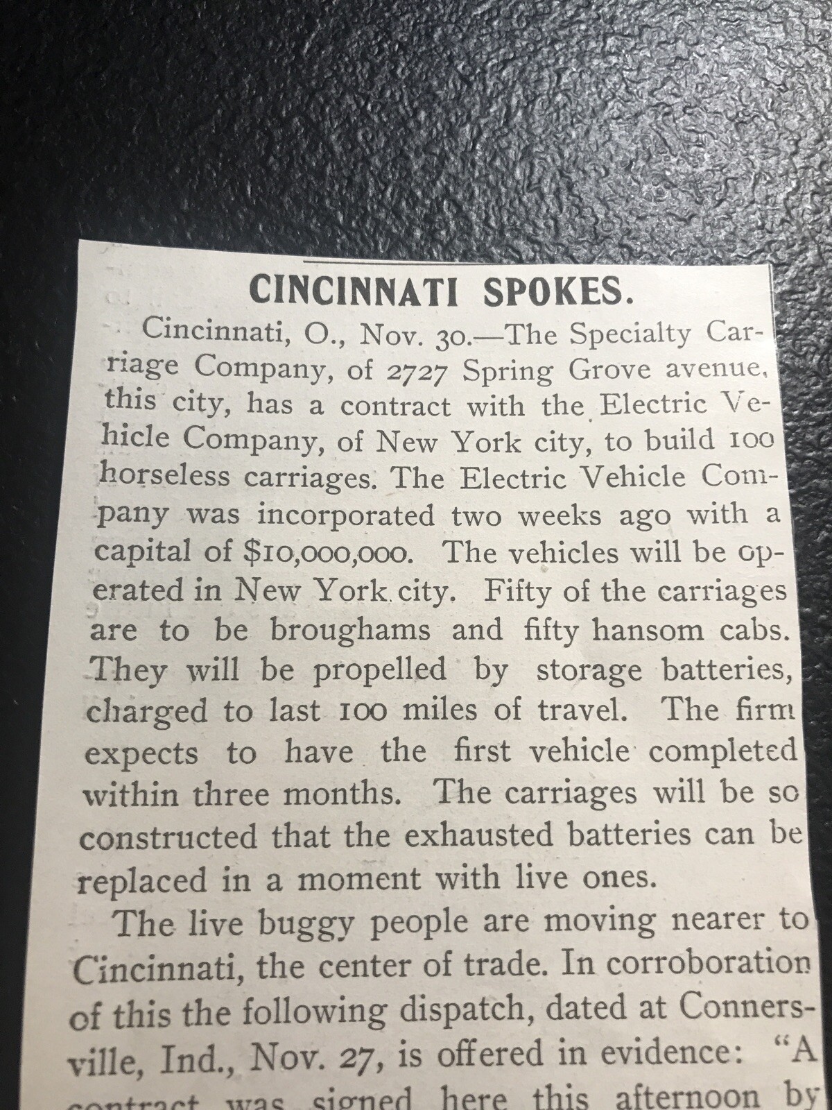 ORIGINAL 1897 Wagons – Carriages – Buggies Manufacturing Article Cincinnati Ohio