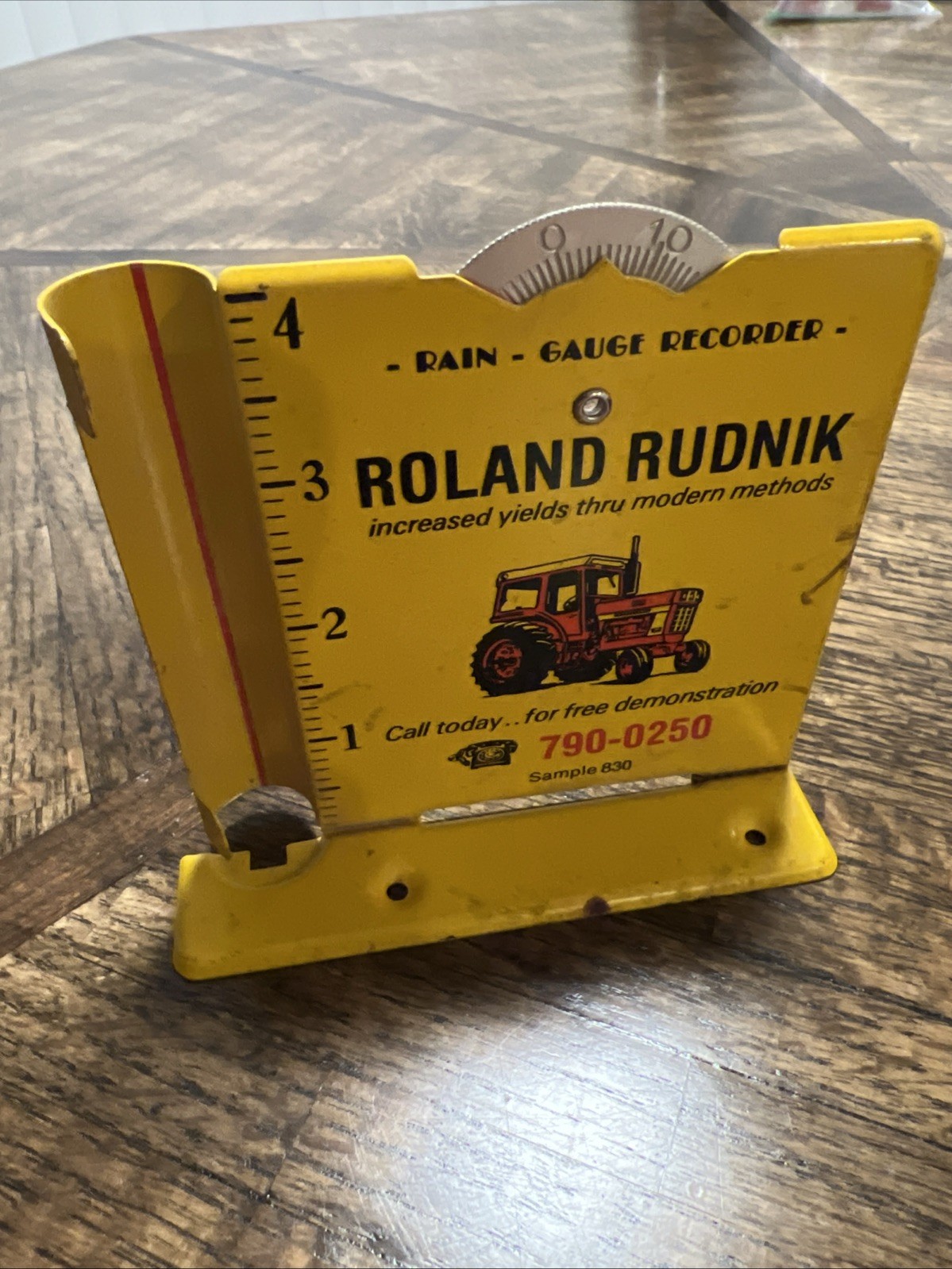 Vintage Farm Advertising Rain Gauge – Roland Rudnik Tractor – Metal