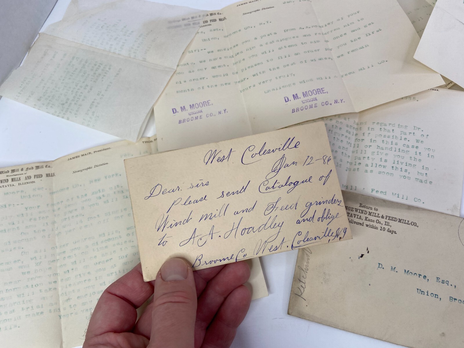 HUGE ARCHIVE Advertising Ephemera Letters – Challenge Wind Mill 1883- Batavia IL