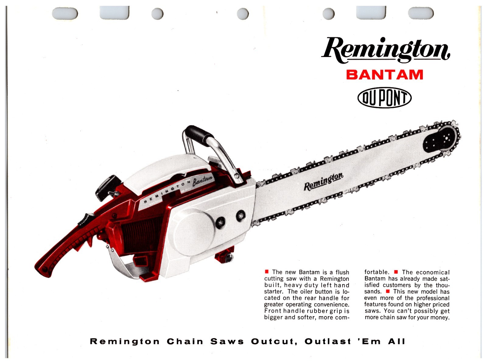 Vintage Original Remington Chainsaws Sales Sheet (Model – Bantam) Info Sheet