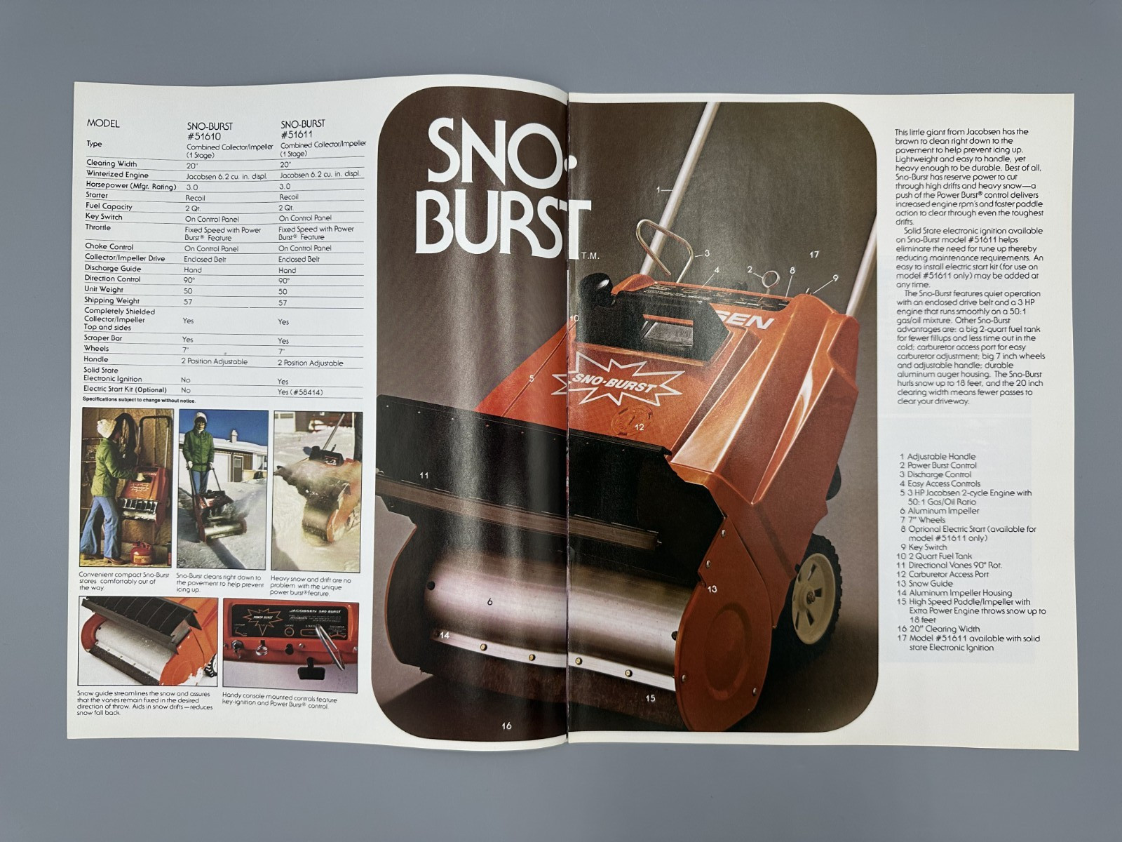 1980 JACOBSEN SNOW THROWERS Blowers IMPERIAL Super Blitz Advertising Brochure