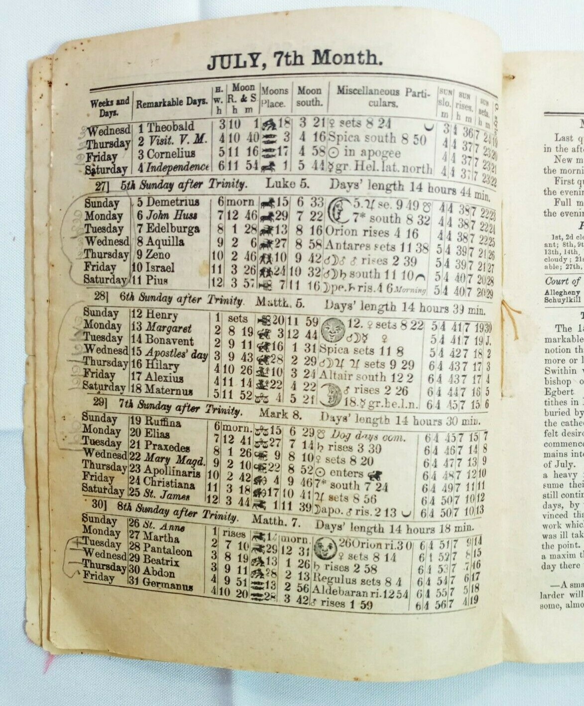 Vintage 1885 John Bear Baer&rsquo;s Agricultural Almanac Antique Farmers Lancaster PA