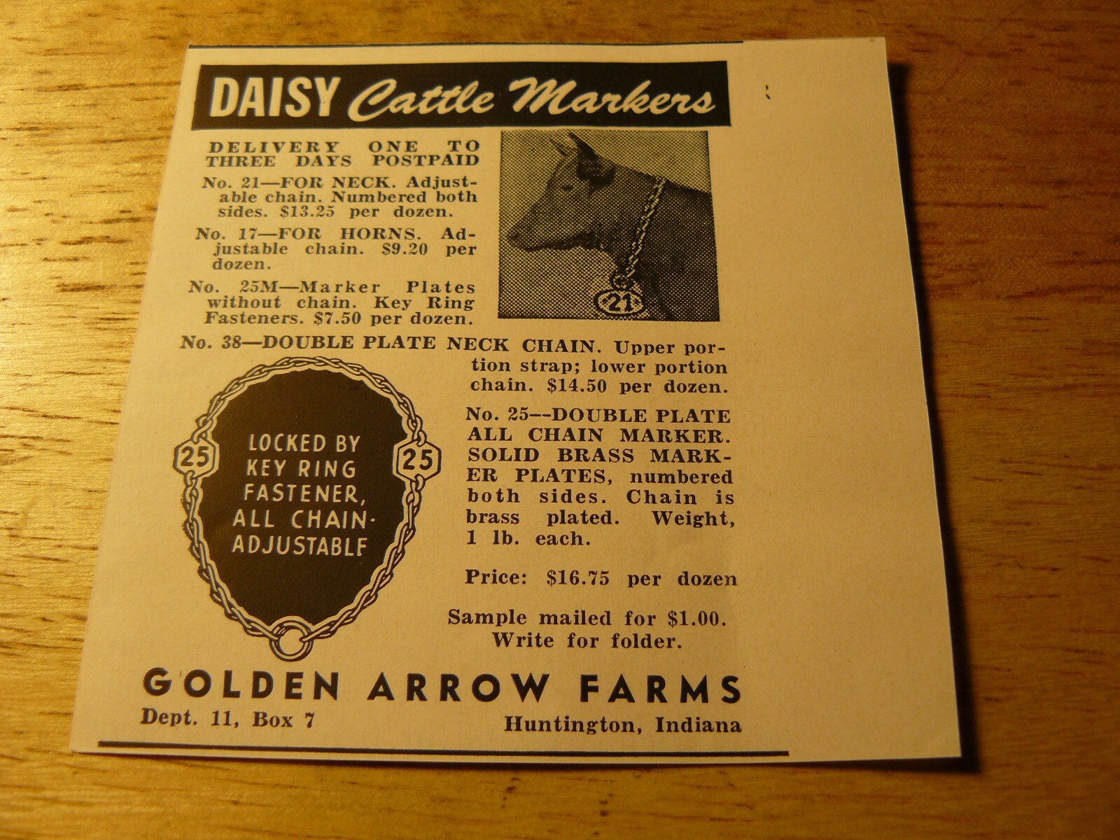The Farm Quarterly -ADS- Autumn 1953 DAISY CATTLE MARKERS – Huntington, IND