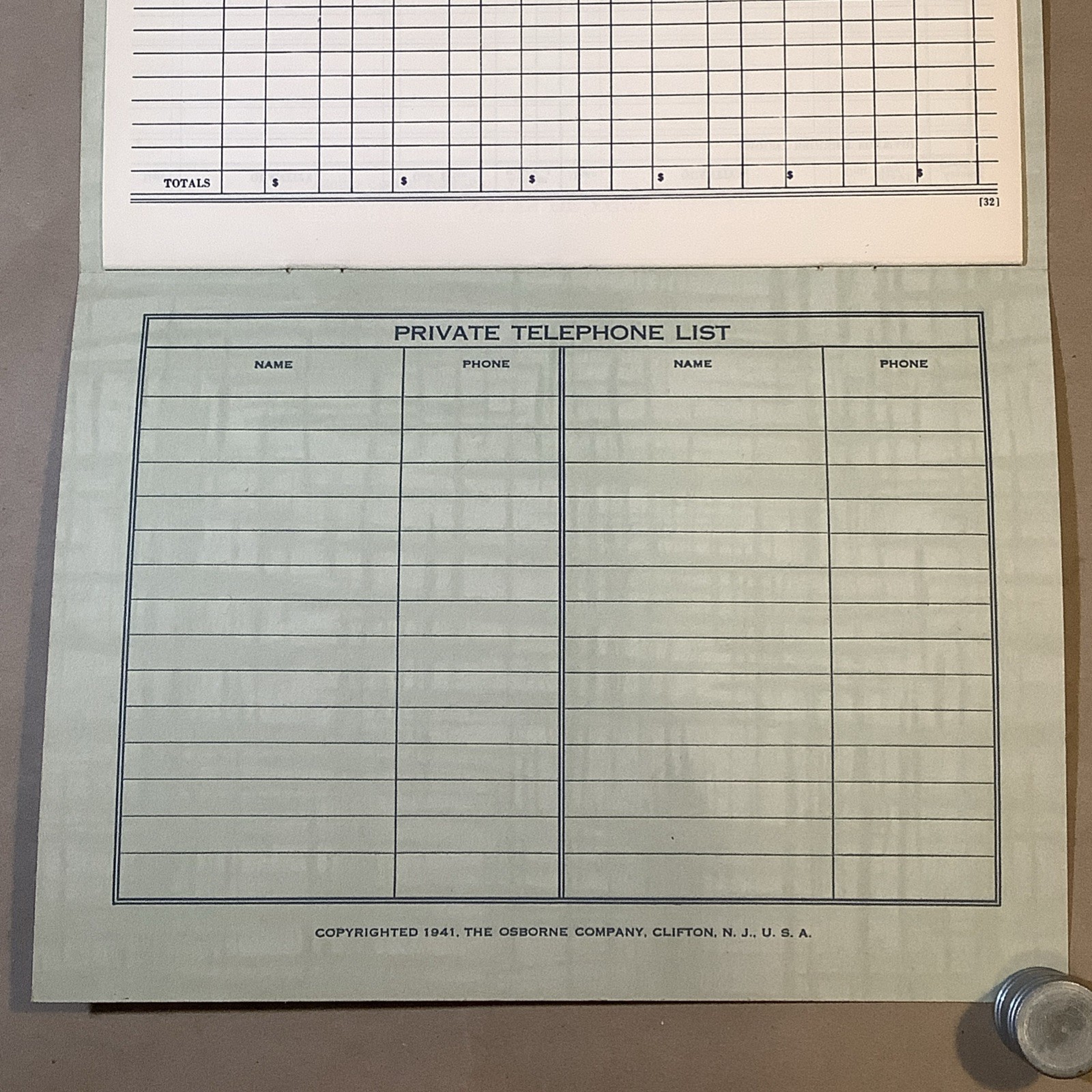 1942 Muntz-McLaughlin Co. Farm Inventory Telephone Chart Holgate OH INV-P0007
