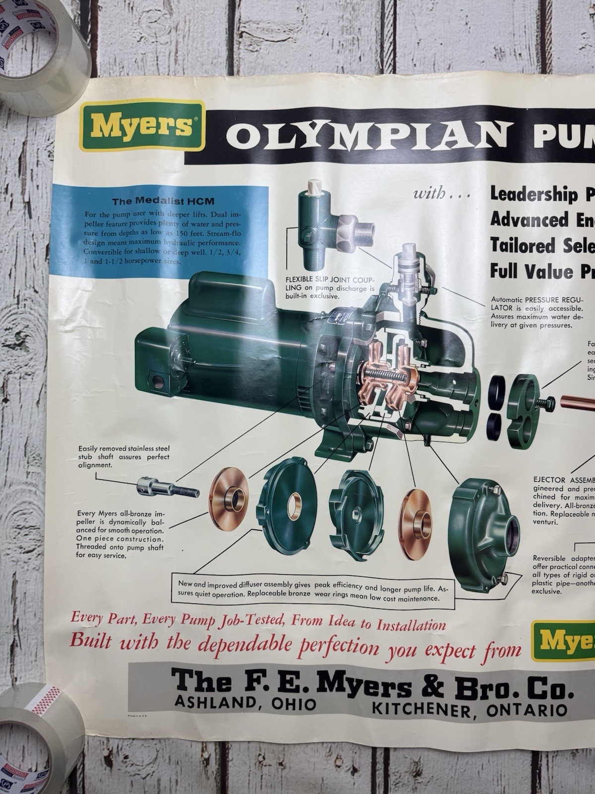 VTG Myers Olympian Pumps F.E. Myers & Bro Co Ashland Ohio Advertising Poster