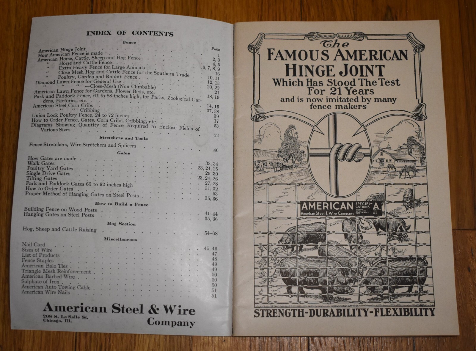 Vintage 1921 American Steel & Wire Farm Hog Sheep Cattle Fence Catalog Book