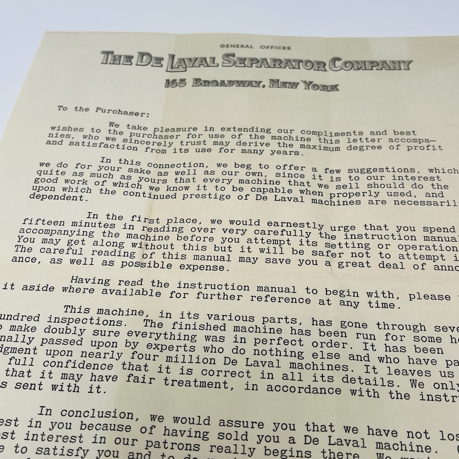 1940 The De Laval Separator Users Owners Letter Envelope
