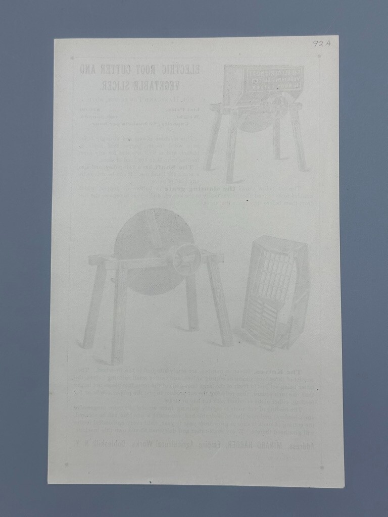 1890s EMPIRE Ag Works Vegetable Root Slicer FARM ADVERTISING Circular Cobleskill