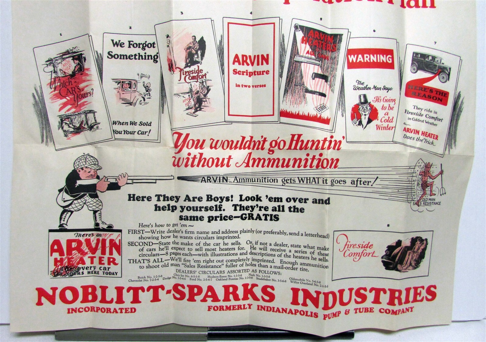 1930s Arvin Dealer Co-Op Plan Fireside Comfort Salesmen Poster Ad