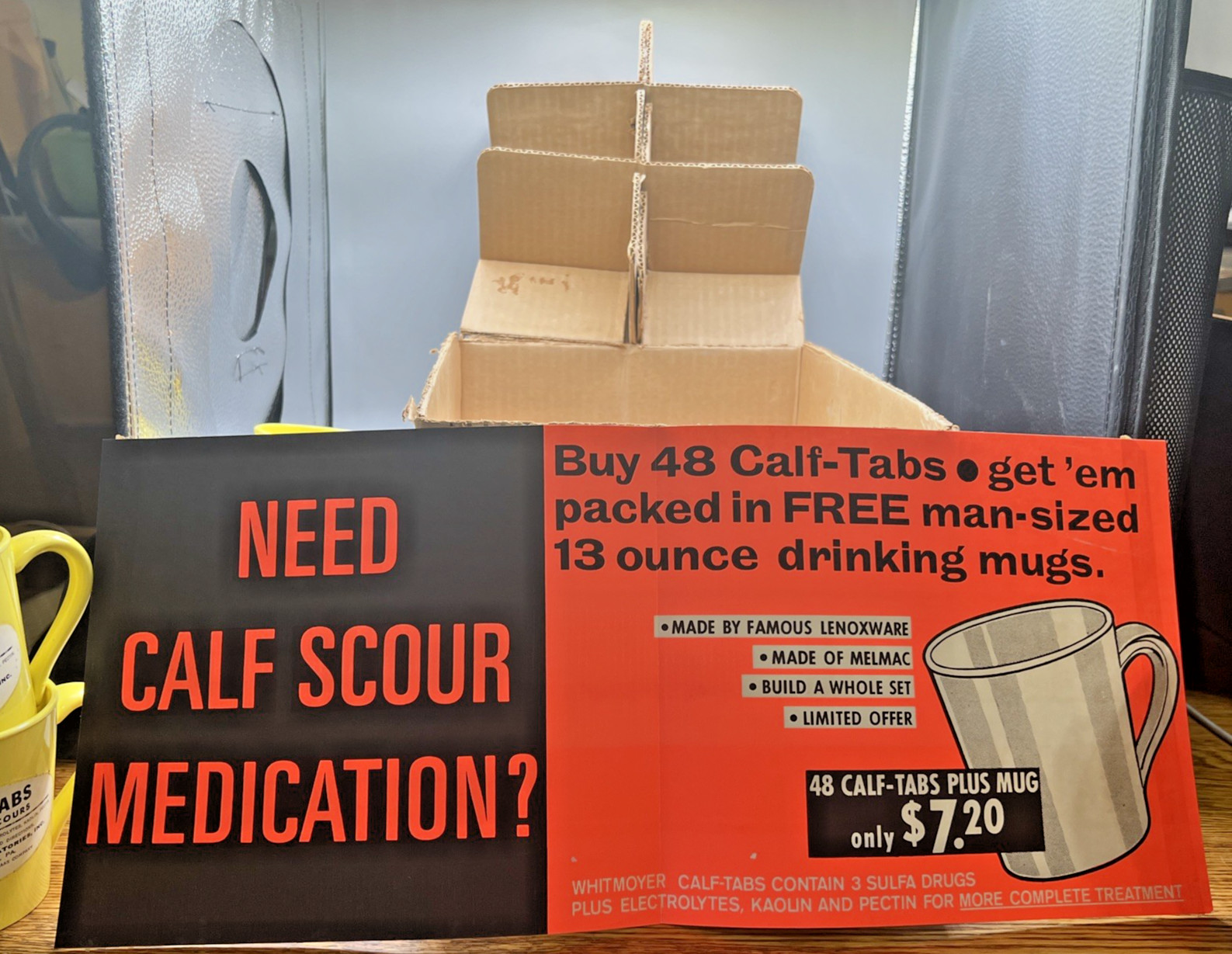 Whitmoyer Laboratories Myerstown PA Calf Scour Tabs Promotional Mug Display