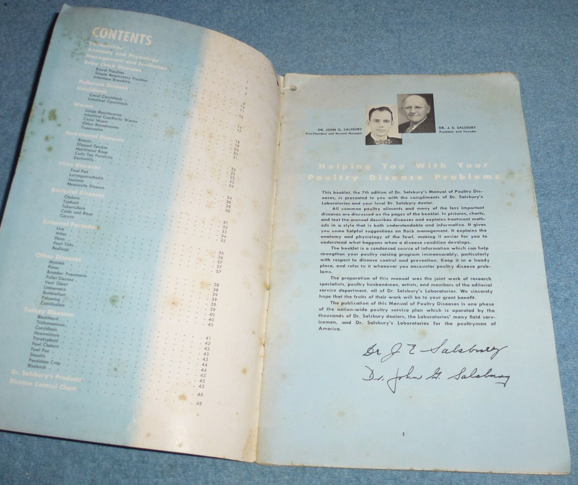 1948 Dr. Salsbury&rsquo;s Manual of Poultry Diseases Advertising Booklet