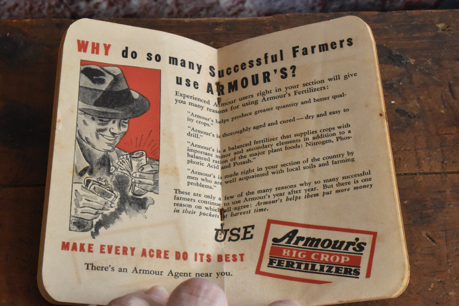 Vintage Armours Big Crop Fertilizers 1941 Pocket Calender Notebook Memo Book