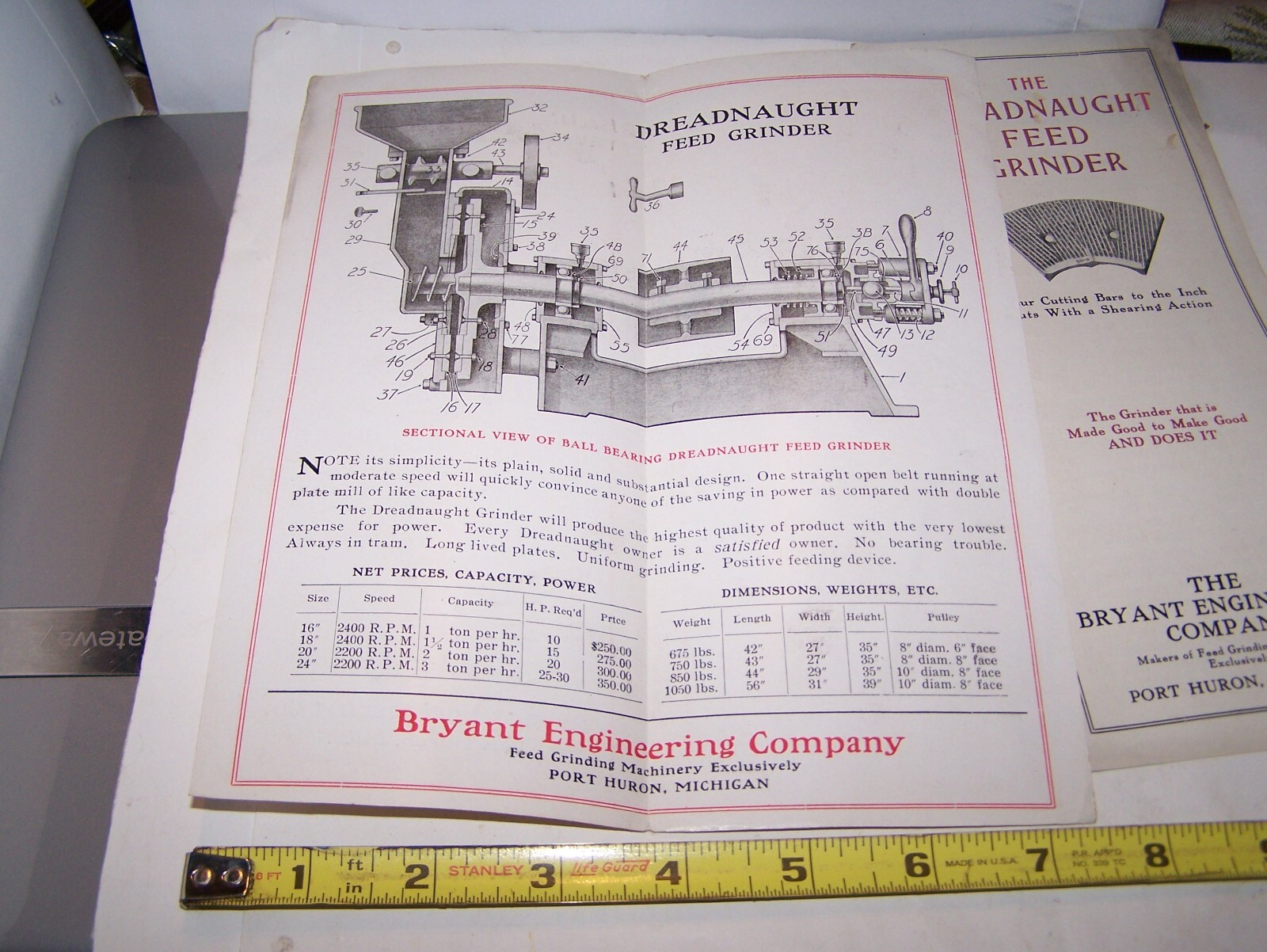 DREADNAUGHT FEED GRINDER Sales Brochure Pamphlets Hit Miss Steam Engine Mill WOW