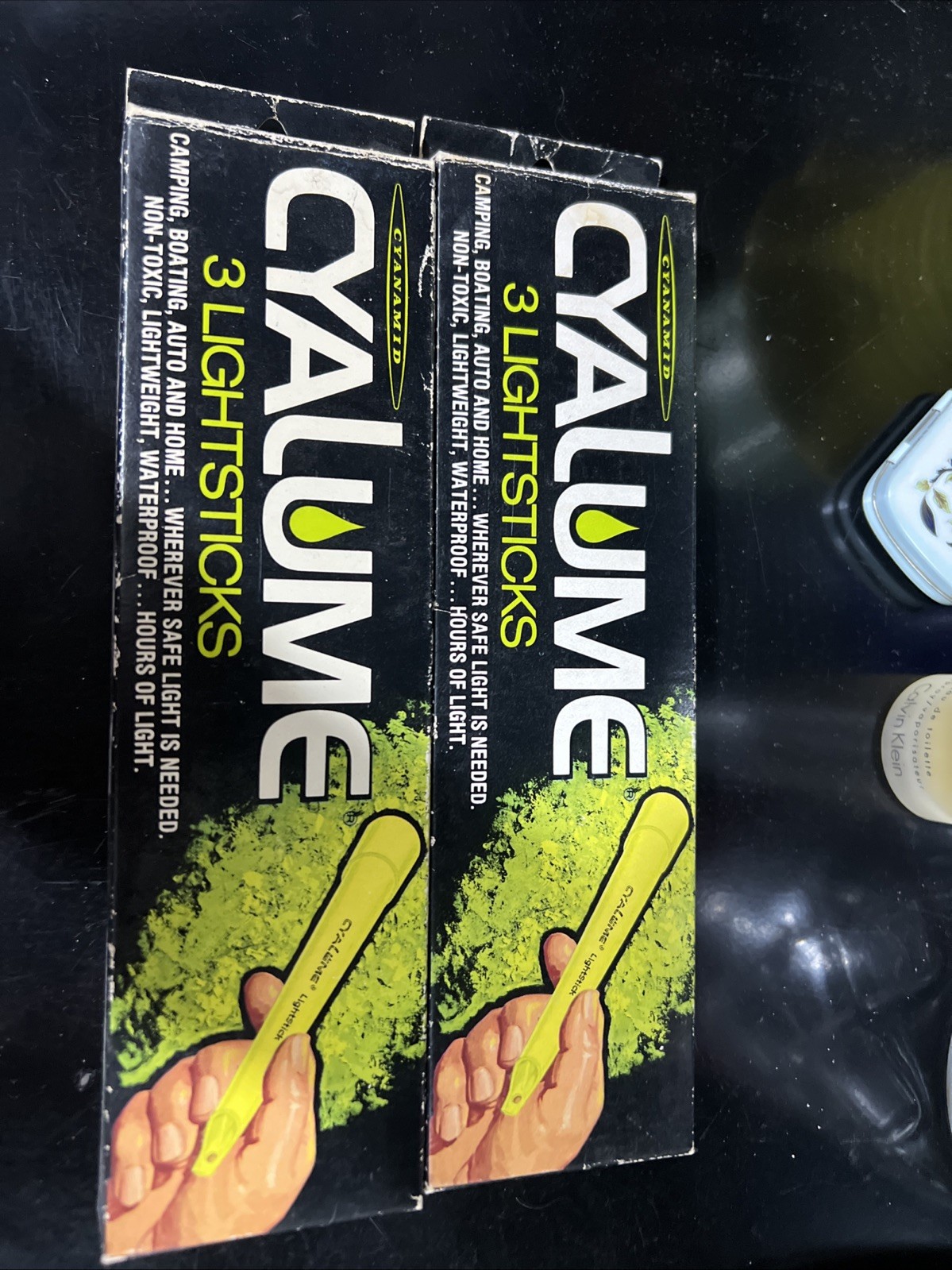 2 vintage cyalume cyanamid lightstick insecticide farm agriculture sales sample
