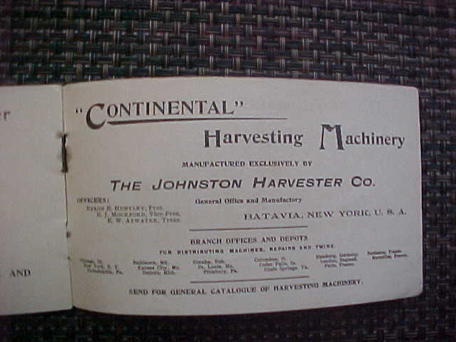 THE JOHNSON HARVESTER CO. – Color Lithograph Catalog – 1890&rsquo;s