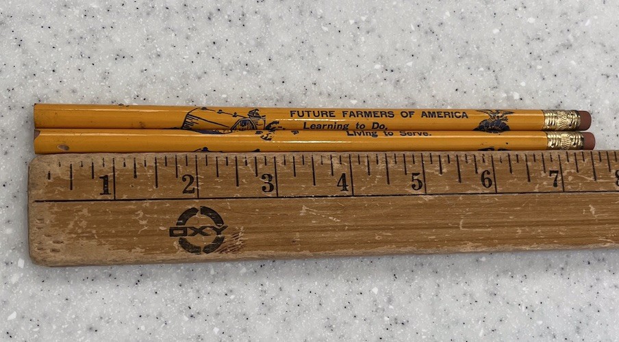 2 Future Farmers of America Vtg FFA Pencils Barn Silo Agriculture Unsharpened