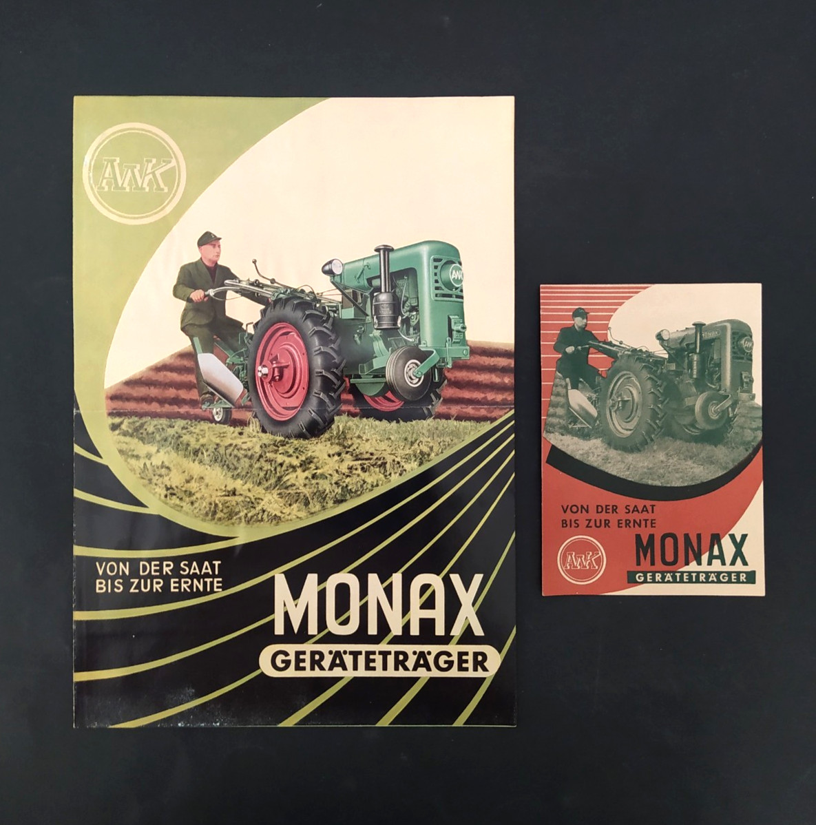 VINTAGE AWK « MONAX » GERMAN SINGLE AXLE TRACTOR BROCHURES PAIR 1950&rsquo;s