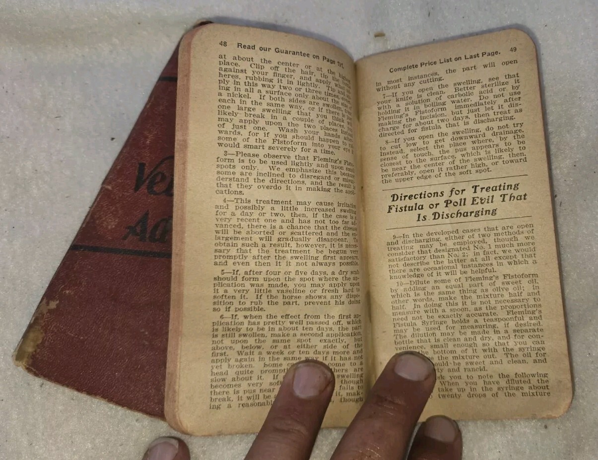 Fleming BROS Chemist Union Stockyard CHICAGO Vest Pocket Vet Adviser Book 1914