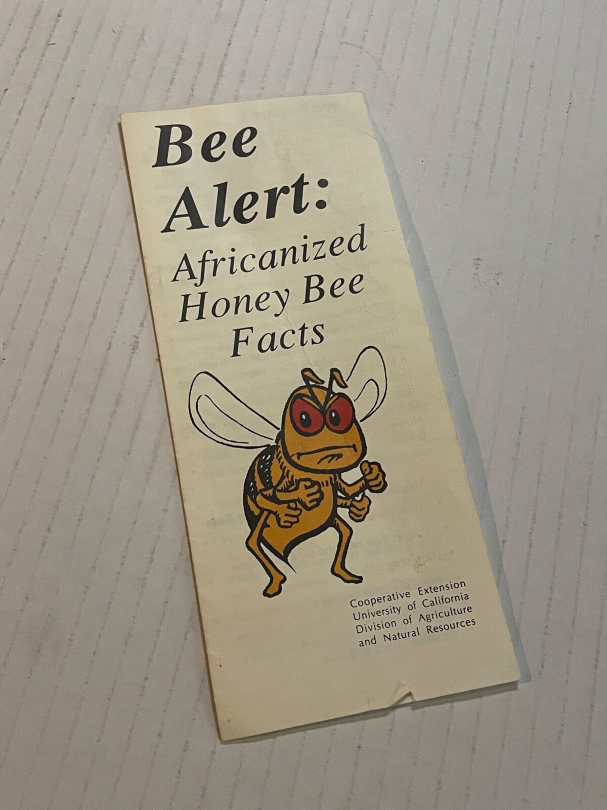 Bee Alert Africanized Honey Bee Facts California Brochure 1993 9×4