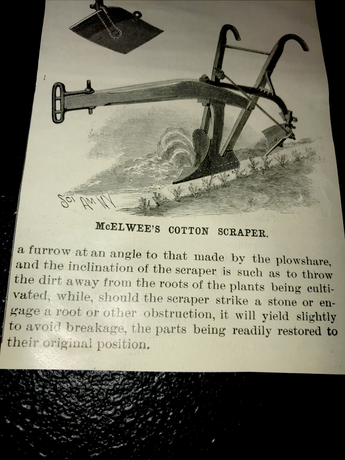 1898 McElwee Cotton Scraper Farm Advertising & Article Gloster – Mississippi