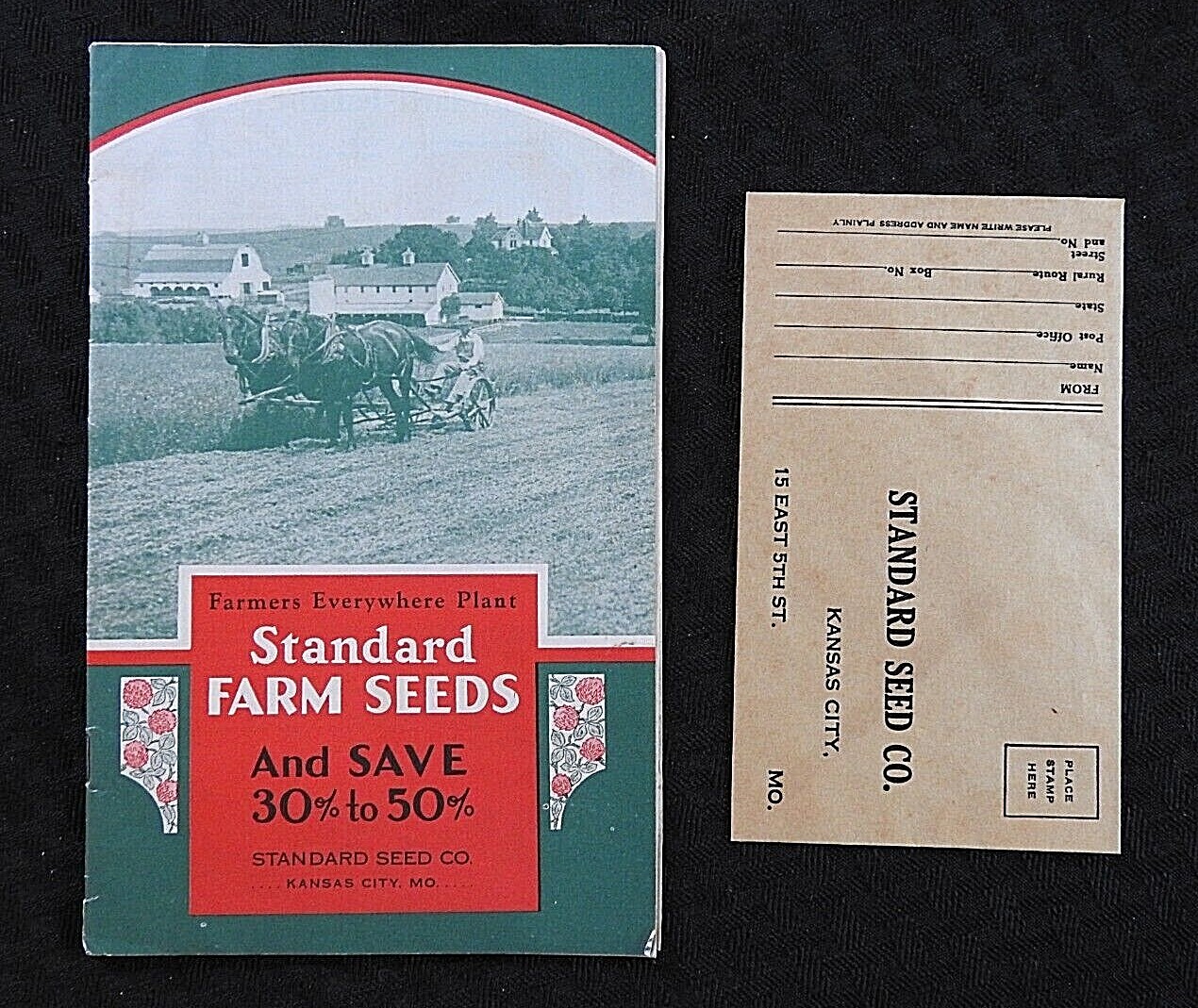 c.1920 « Standard Farm Seeds » Kansas City MO Soy Beans Field Corn Alfalfa Catalog