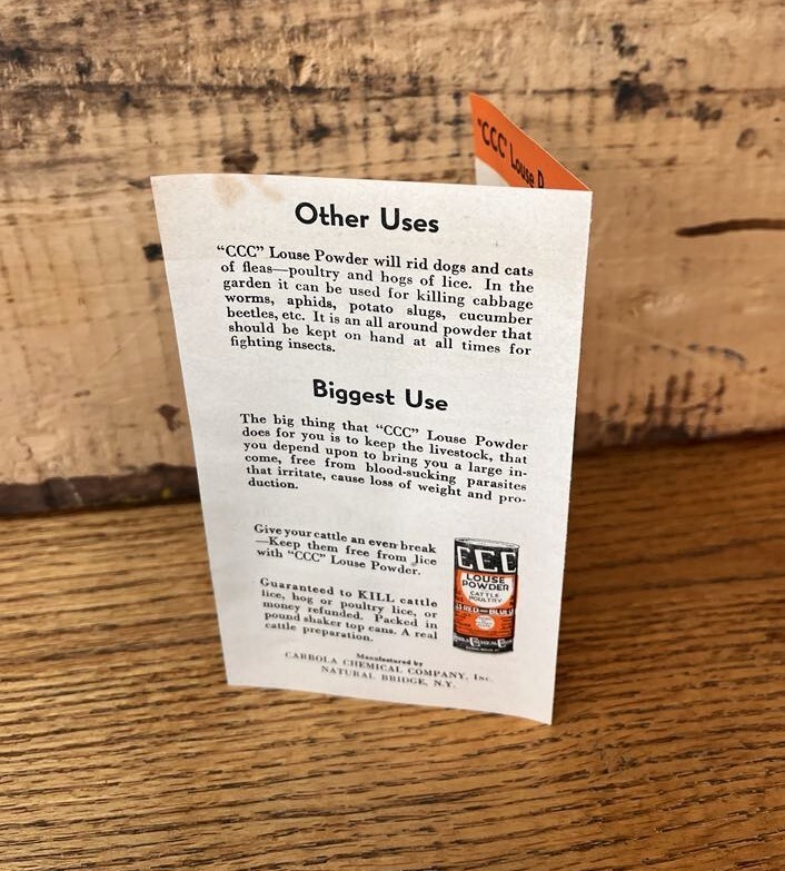 1920&rsquo;s Cattle Lice Powder Advertising Flyer ~ Carbola Chemical Company
