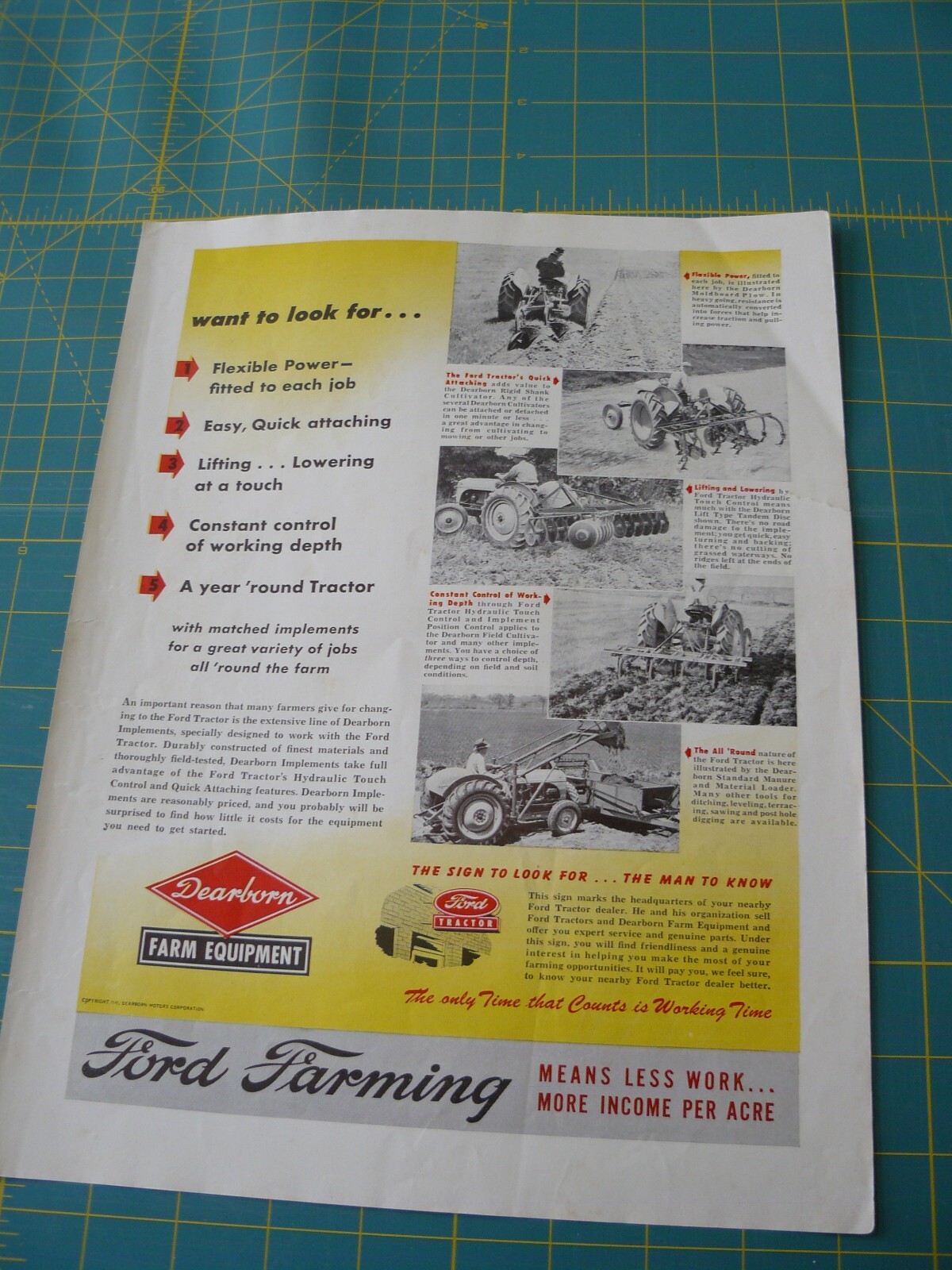 THE FARM QRTLY- Aug 1949 -ad- DEARBORN FARM EQUIPMENT / FORD FARMING TRACTORS