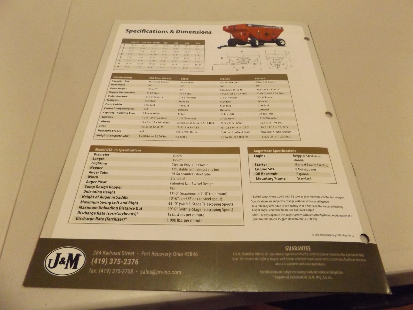J & M PREMIUM GRAVITY WAGONS, LIT # Rev. 10-16 2016