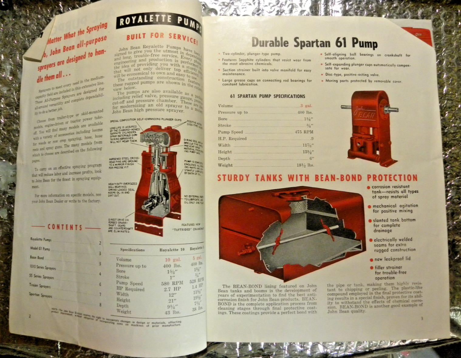 Vintage John Bean All Purpose Sprayers Brochure 8 Pages Spartan Trojan Rotalette