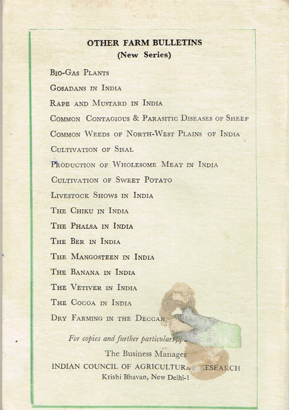Vintage 1960s Farm Brochure India New Delhi Cultivation of Toria