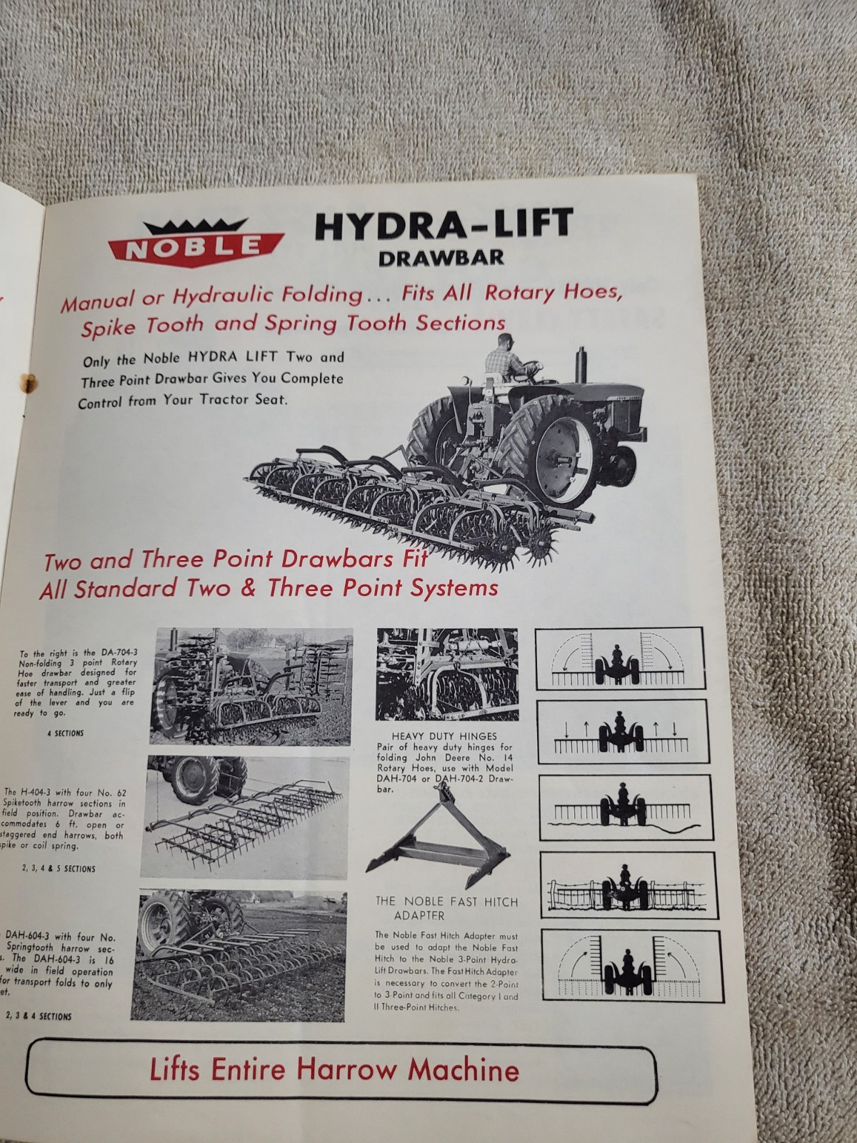 NOBLE DAKON Harrow BROCHURE 1968? John Deere IH Sioux Falls, SD. Dakota Iron