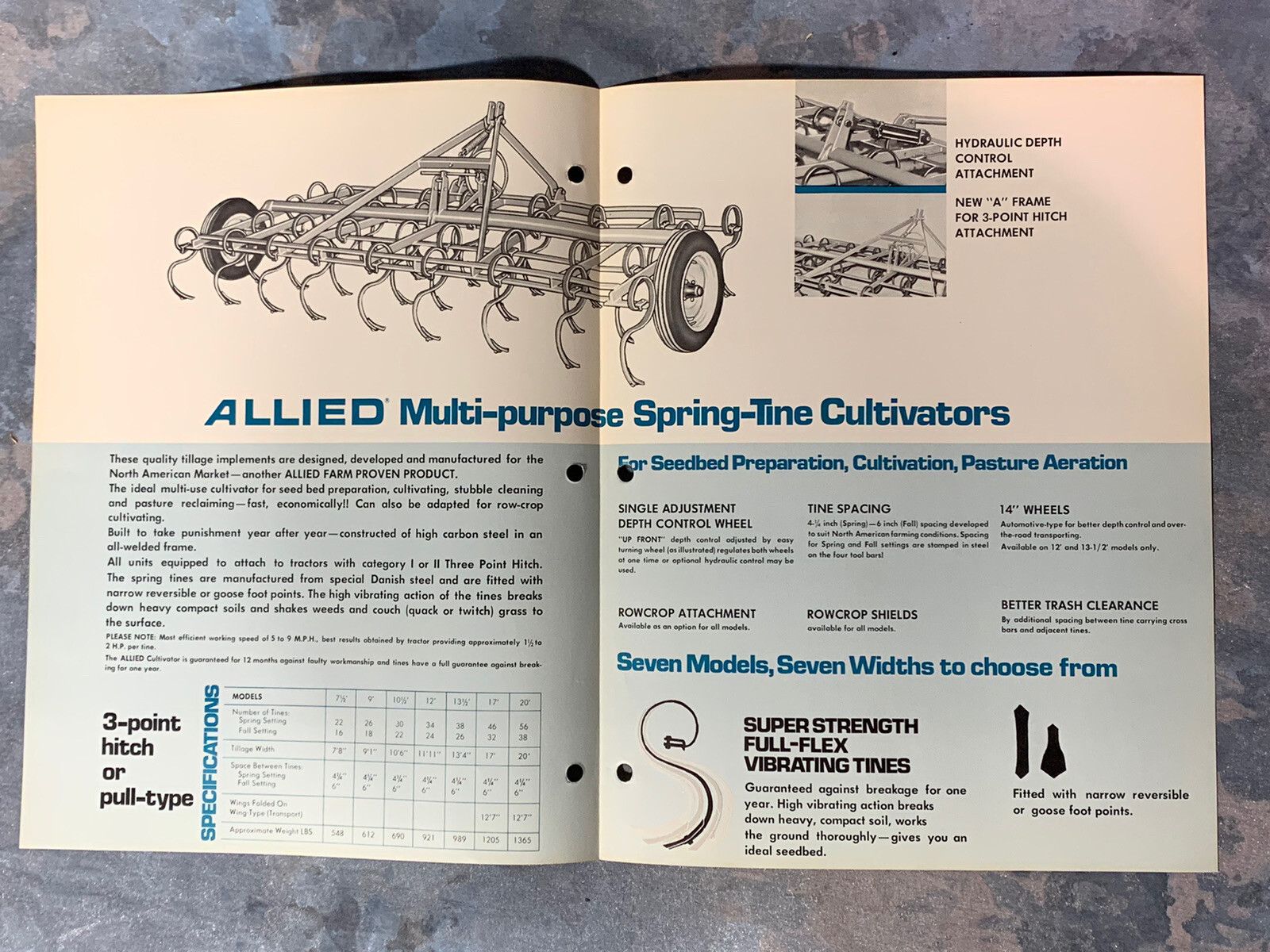 Allied Multi-Purpose Spring-Tine Cultivator ~ Chicago IL ~Sales Info Catalog Pg