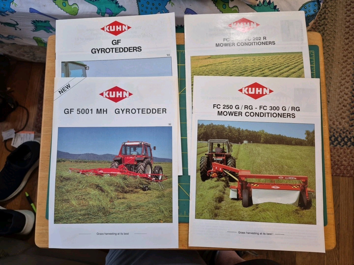 4 1990&rsquo;s? KUHN Farm Brochure Lot Gyrotedder & Mower Conditioners