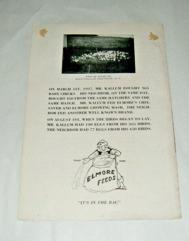 1930s Elmore&rsquo;s Chicksaver Care Feeding Chicks Bill Monahan Elmore Milling NY