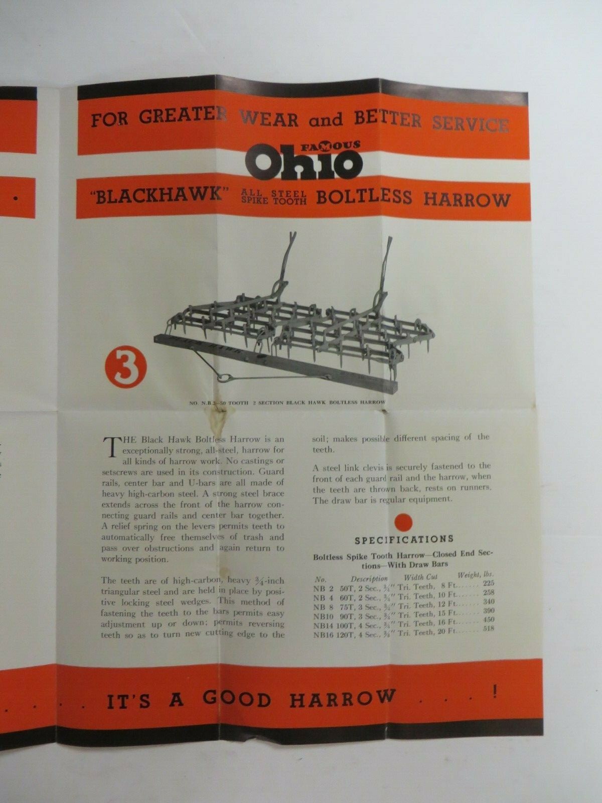 Vtg FAMOUS OHIO HARROWS Advertising Ohio Cultivator Salina, KS Habiger Brothers