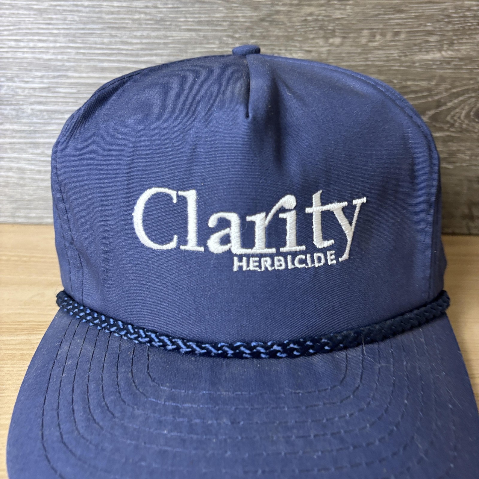 Vintage Clarity Herbicide Strap Back Hat Nissin USA Adjustable Cap 90s Rope Trim