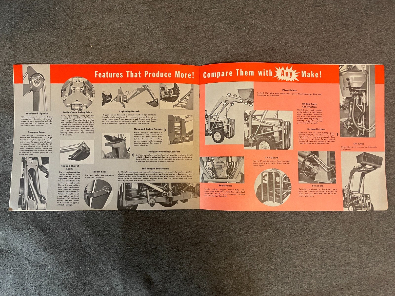 1950&rsquo;s Sherman Products Panther Loader Tractor Brochure Vintage 8 Pages