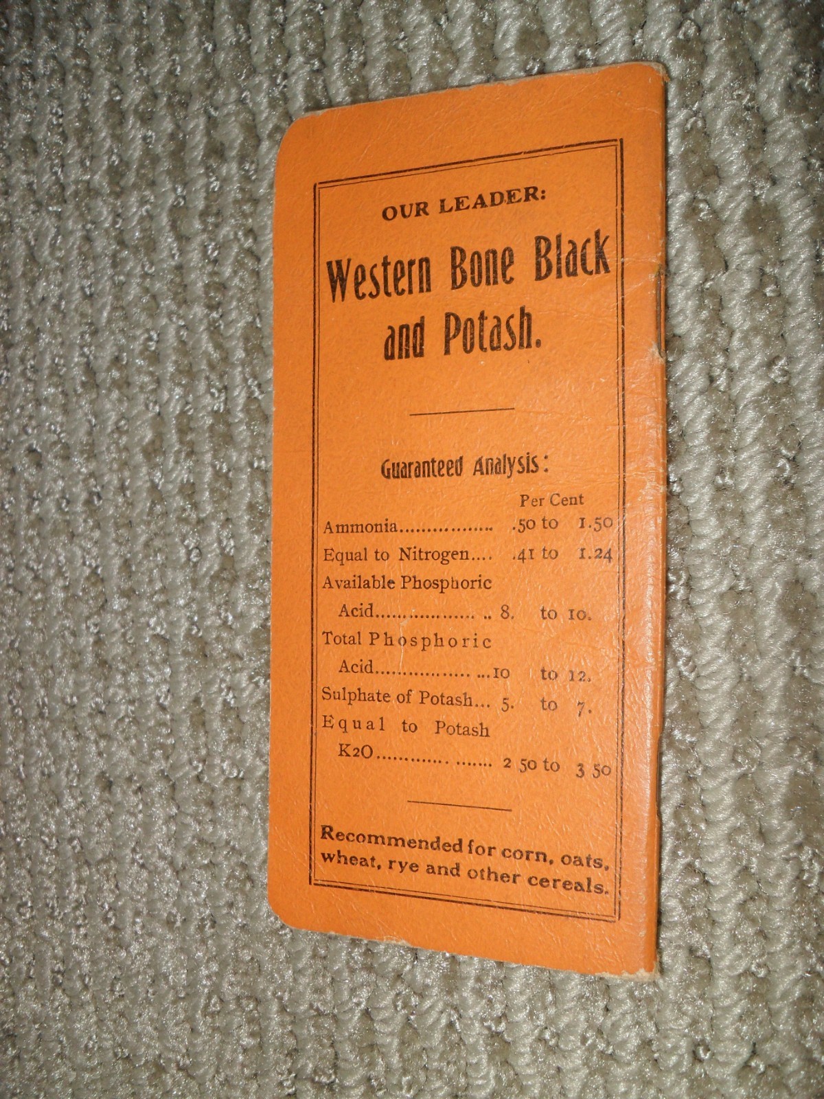 Vtg 1891 Pocket Booklet W. Deering Grain Grass + 1906 Chicago Fertilizer Ad Info