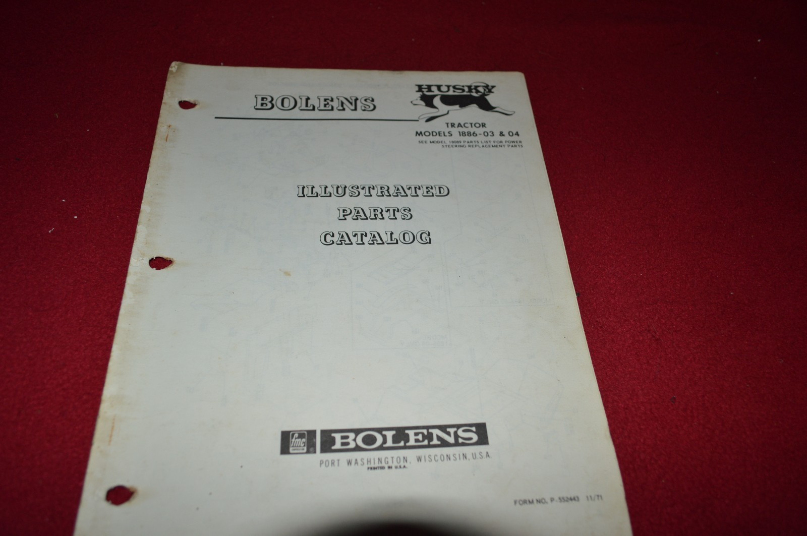 Bolens Husky 1886-03 & 04 Tractor Dealer&rsquo;s Parts Book Manual CHPA