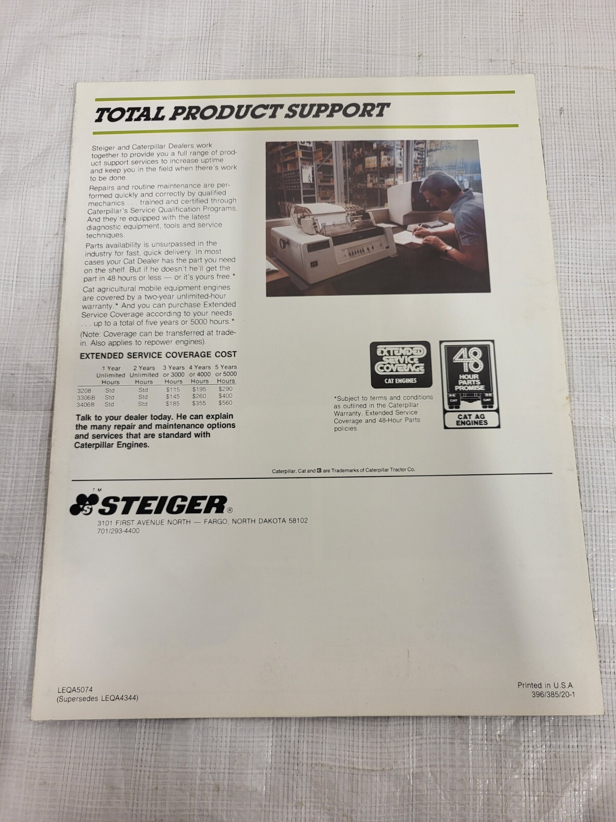 Original Steiger Cat Diesel Engines Tractor Brochure
