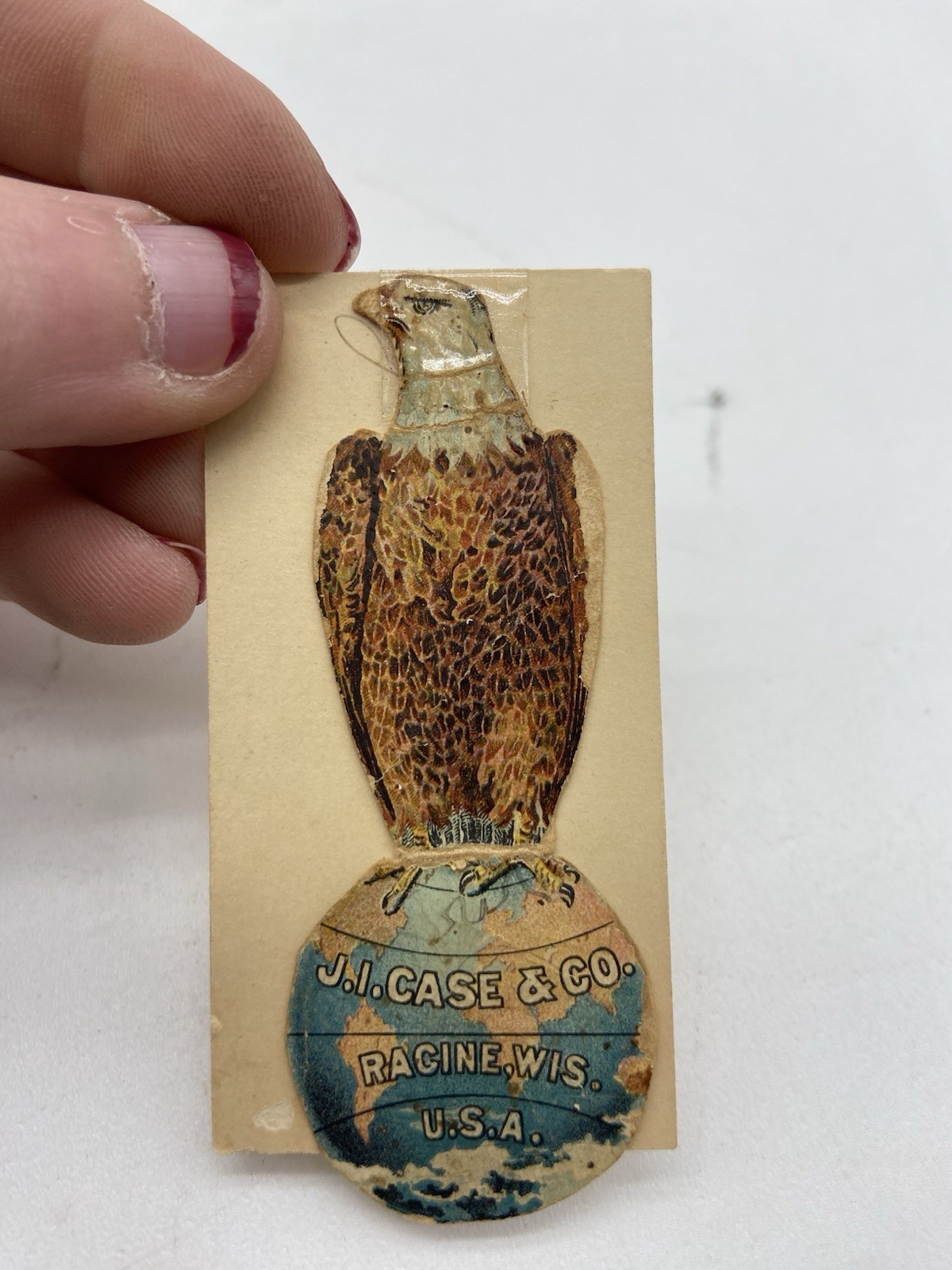 antique ji case advertising eagle die cut trade card farm equipment
