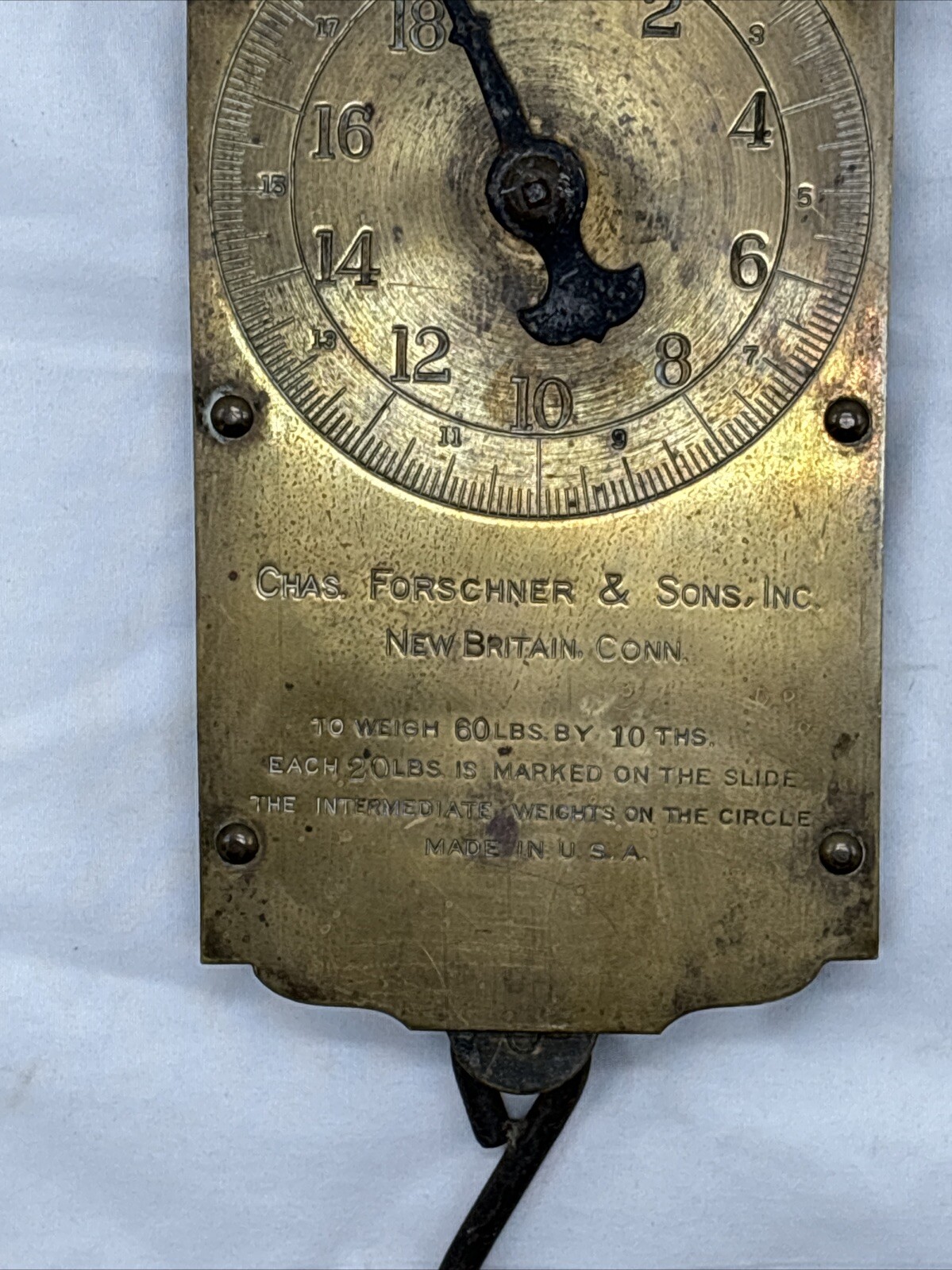 Vintage Larro Farm Sure Milk Brass Hanging Scale Dairy Farm Advertising.