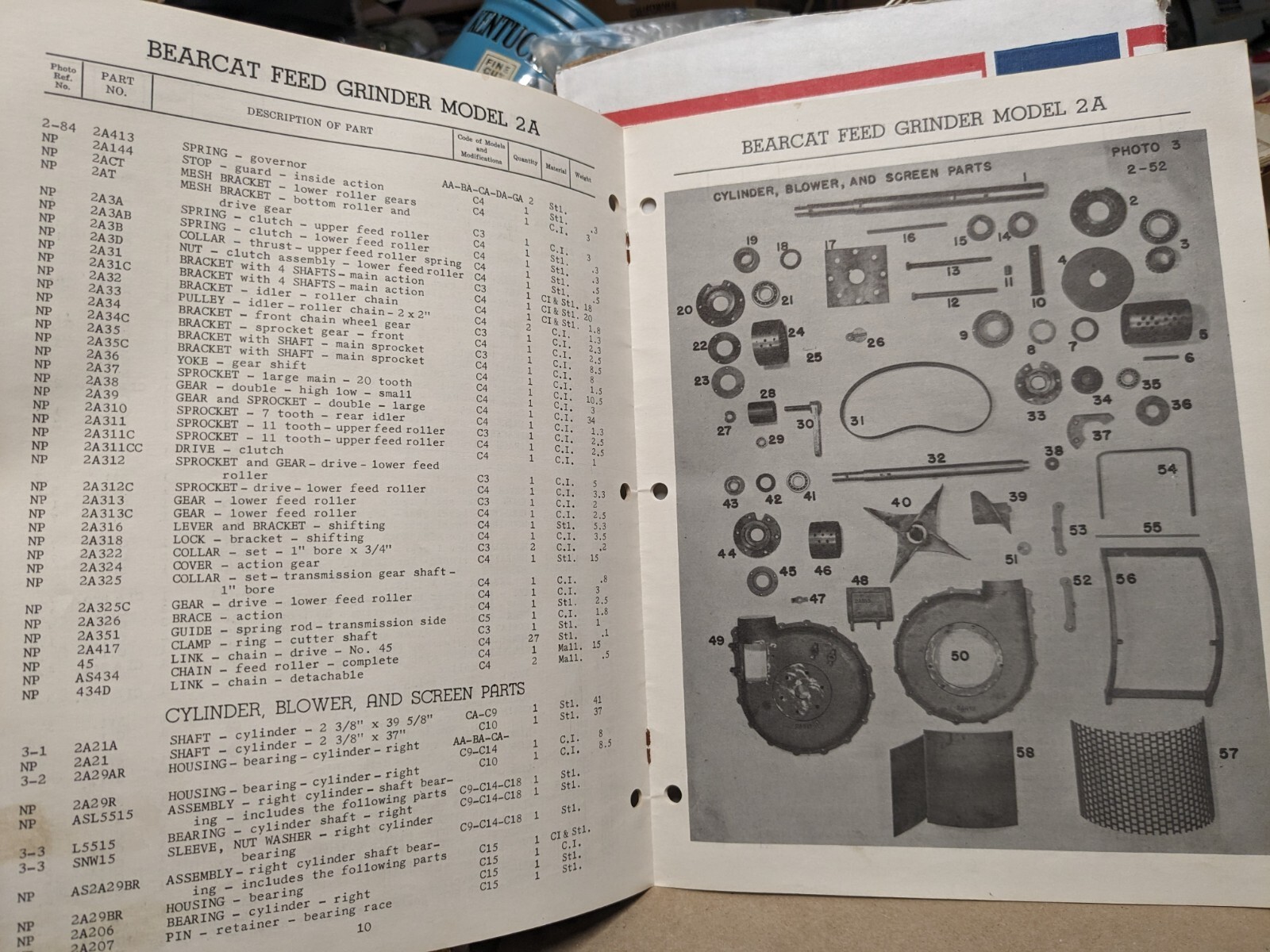 1963 Repair Parts List Bear Cat Feed Grinder 2A Western Land Roller Hastings NE