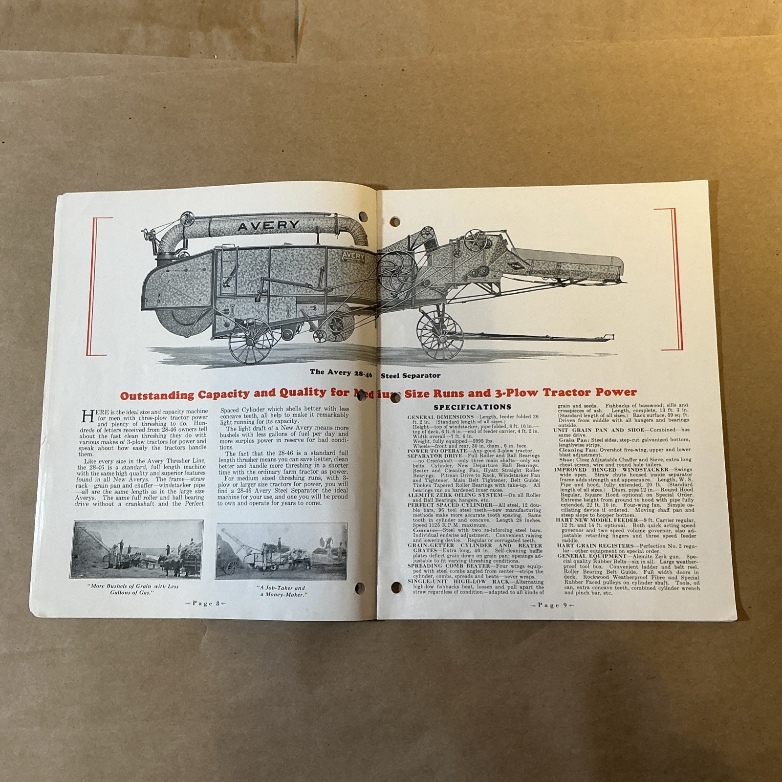 Vintage Original Threshers Catalog Avery Power Machinery Co. As Is INV-P1059