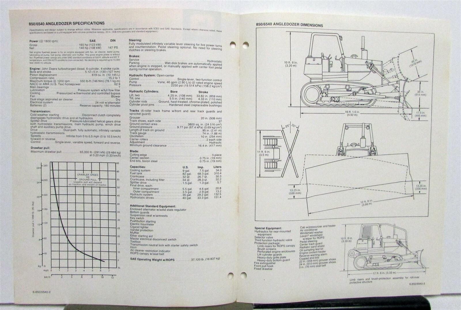 1983 John Deere 410B Backhoe Loader Specifications Construction Sales Brochure